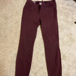 Burgundy skinny ankle pants